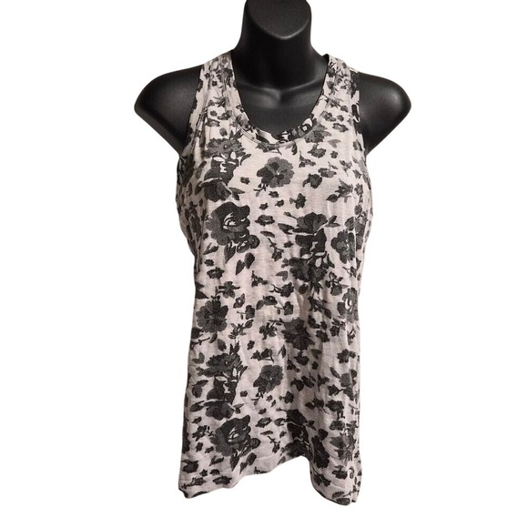 Athleta Tops - Athleta Gray Black Floral Jacquard Seamless Racerback Tank Top Small 631841-00